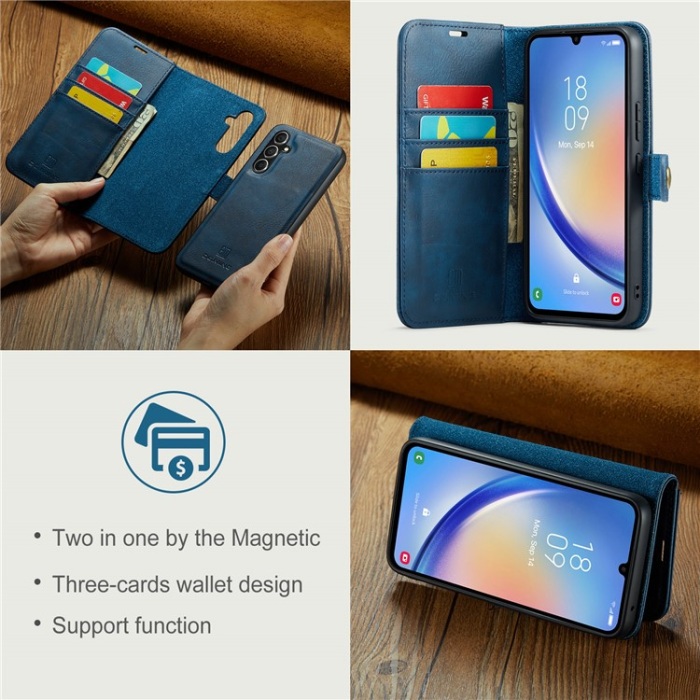 DG.MING - DG.MING Galaxy A34 5G Plånboksfodral Äkta Läder 2in1 - Blå