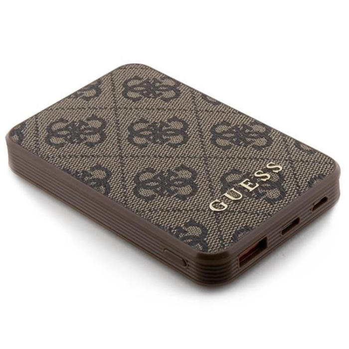 Guess - Guess Powerbank 5000mAh 15W Läder Metal Logo - Brun