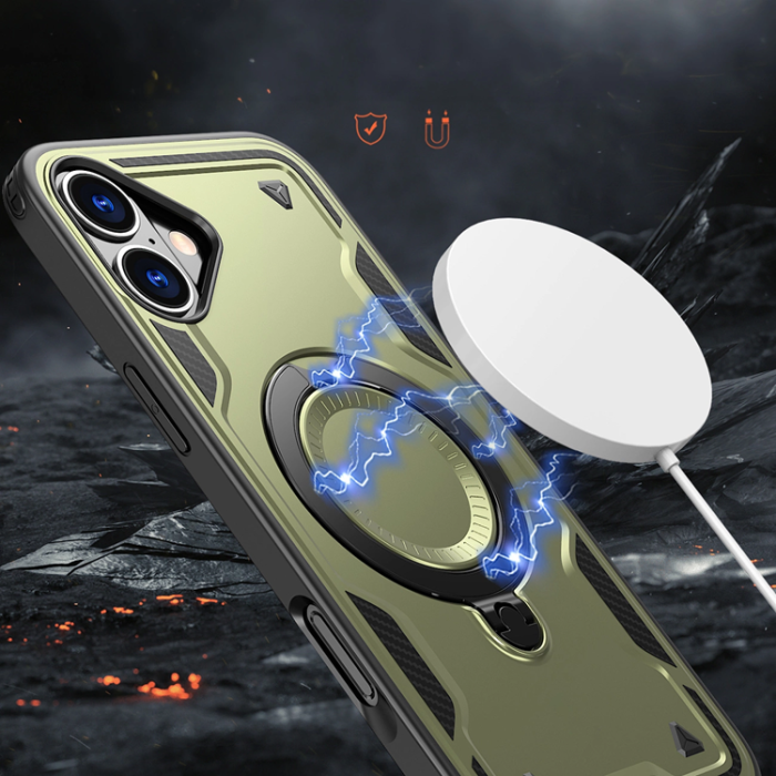 OEM - iPhone 16 Mobilskal MagSafe Hybrid Armor Trendy - Grön