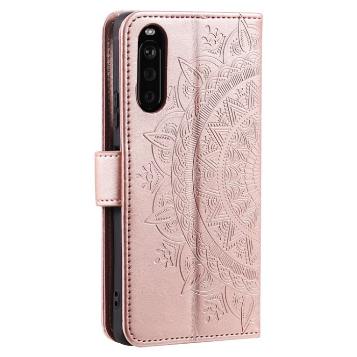 A-One Brand - Sony Xperia 10 V Plånboksfodral Imprinted Mandala Flower - Rosa Guld