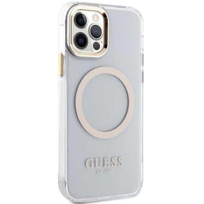 Guess - Guess iPhone 12 Pro/12 Mobilskal Magsafe Metall Outline - Guld