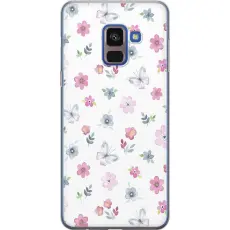 Gustaf - Mobilskal till Samsung Galaxy A8 (2018) med Blommor och fj&auml;rillar