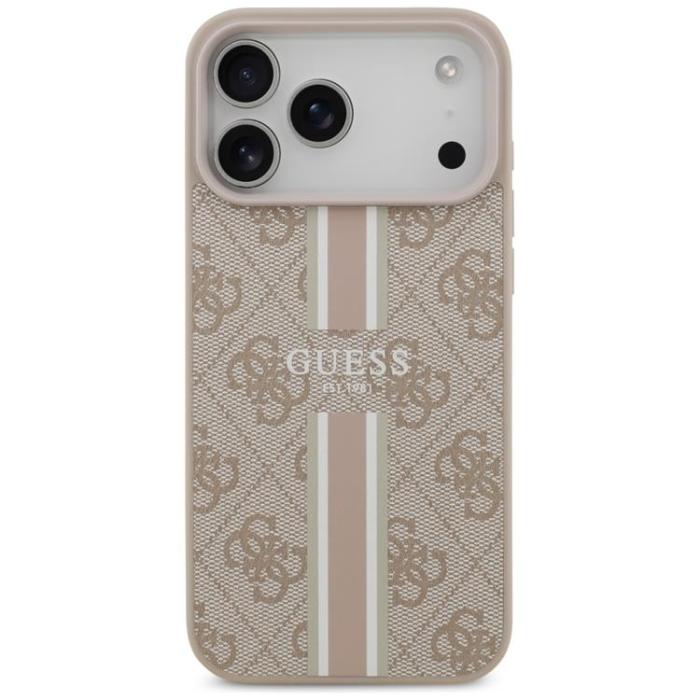 Guess - Guess iPhone 17 Pro Max Mobilskal MagSafe 4G Printed Stripes - Rosa