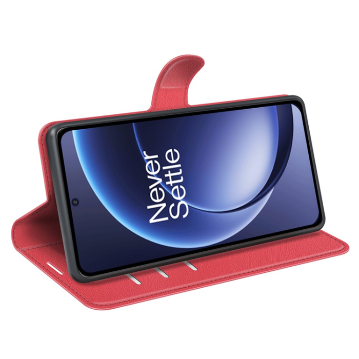 Amorus - AMORUS OnePlus 15 Plånboksfodral Litchi Shockproof - Röd