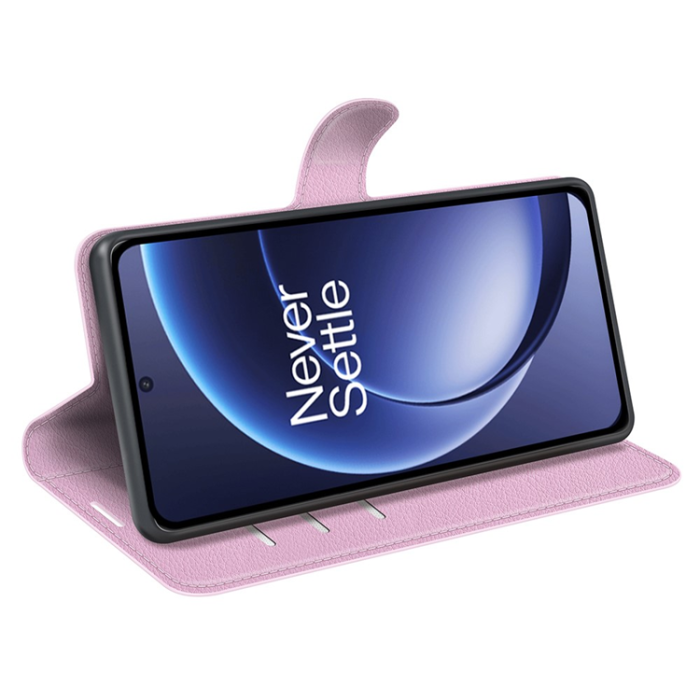 Amorus - AMORUS OnePlus 15 Plånboksfodral Litchi Shockproof - Rosa