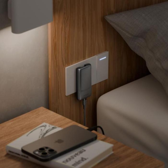 ENERGEA - Energea Snabbladdare 65W 2xUSB-C 3.0 (US/UK/EU) TravelWorld Edge - Graphite