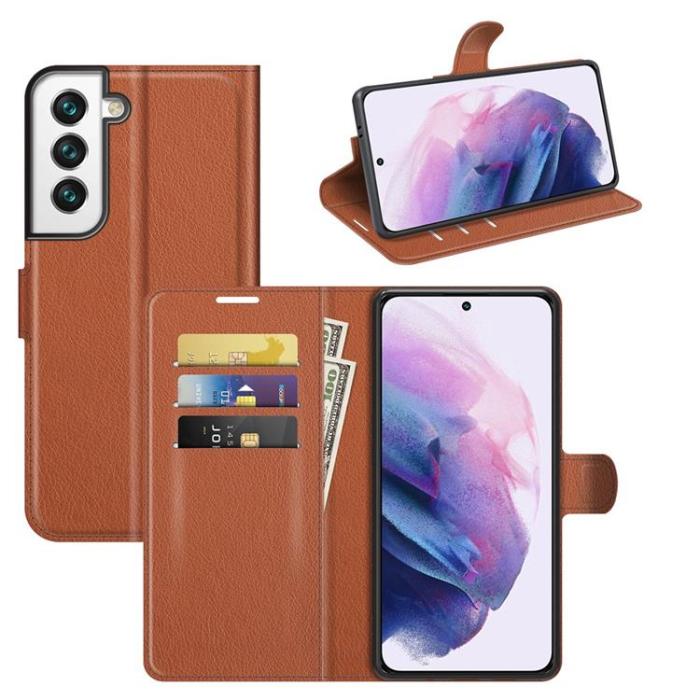 OEM - Litchi Magnetic Fodral Galaxy S22 Plus 5G - Brun