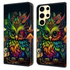 OEM - Mobilskal till Samsung Galaxy S26 Ultra TPU + KonstL&auml;der Flip - F&auml;rgglad Uggla