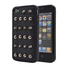 OEM - Studded leather pattern FlexiSkal till Apple iPhone 4S/4 (Point Dots)