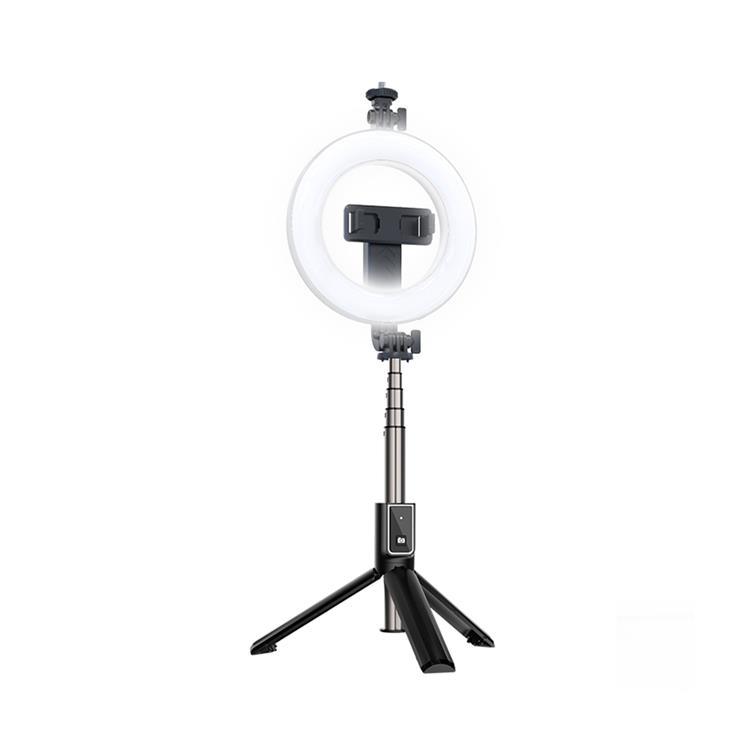 Produktfoto för XO Selfie stick / stativ med ringljus, Bluetooth, 95cm - Svart
