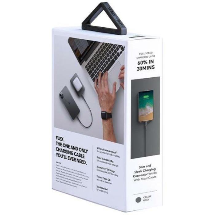 UNIQ - Uniq USB-C till Lightning kabel Flex Nylon 0.3m 18w - Svart