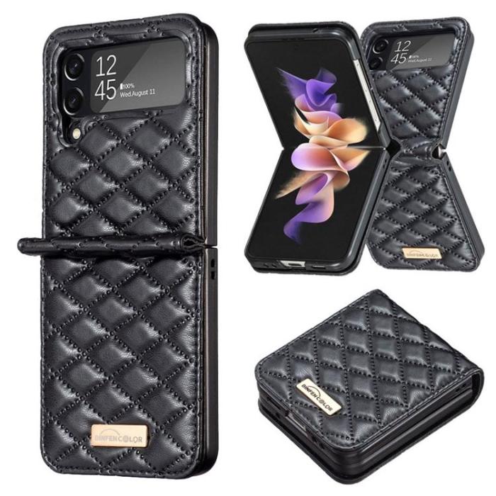 BINFEN COLOR - BINFEN COLOR Galaxy Z Flip 4 Skal Rhombus - Svart