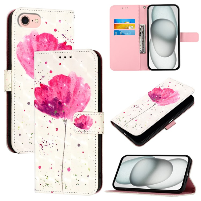 A-One Brand - iPhone 16e Plånboksfodral Printing Pattern Med Rem - Flower