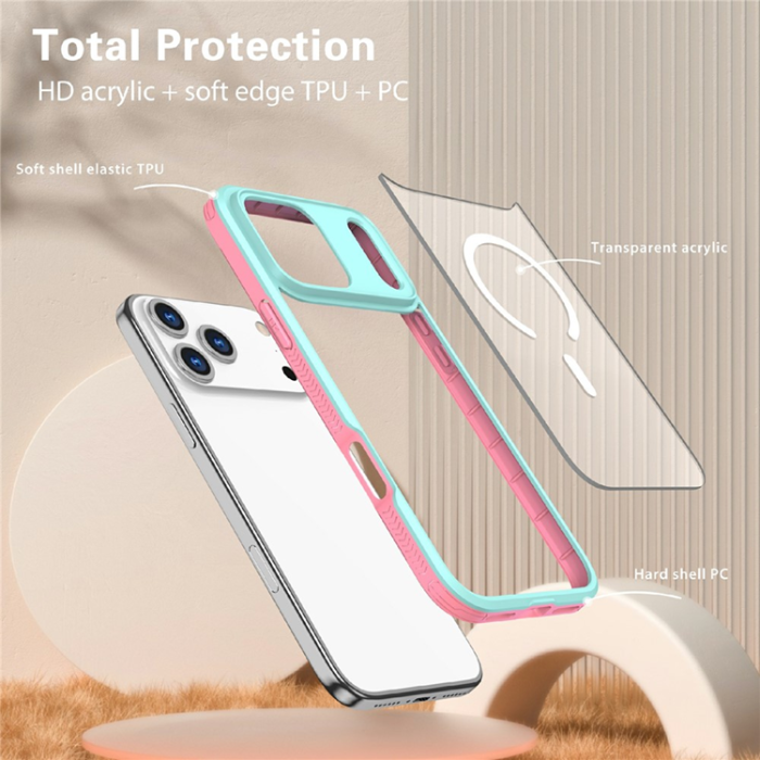 A-One Brand - iPhone 17 Pro Mobilskal MagSafe TPU + PC Clear - Blå/Rosa