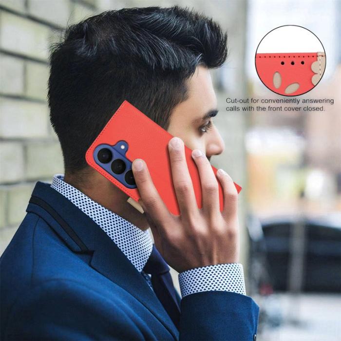 BINFEN COLOR - BINFEN Samsung Galaxy A37 Plånboksfodral Konstläder RFID Skydd - Röd