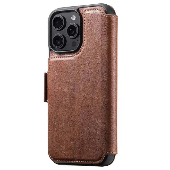 SUTENI - SUTENI iPhone 16 Pro Max Plånboksfodral Magsafe Cowhide - Brun