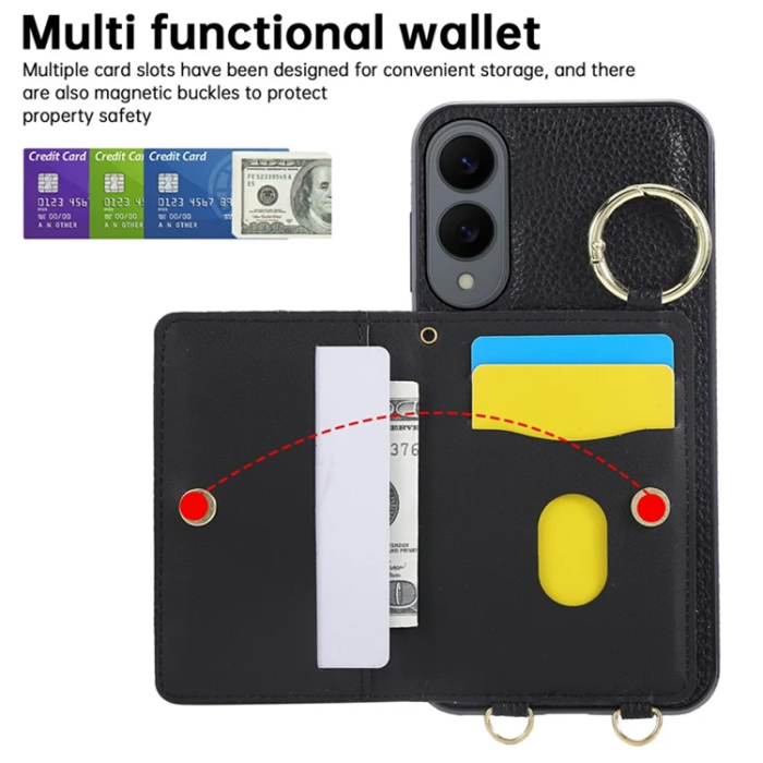 A-One Brand - Galaxy S25 Edge Mobilskal Korthållare Kickstand Rhombus - Svart