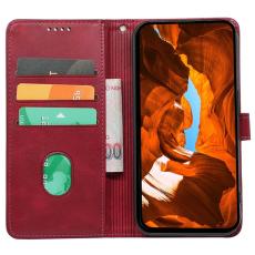 OEM - Samsung Galaxy A37 Fodral &Auml;kta L&auml;der St&auml;llbart - R&ouml;d