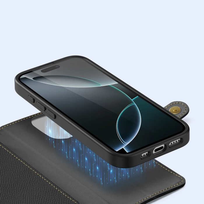 Dux Ducis - Dux Ducis iPhone 16 Pro Plånboksfodral Lawa Läder - Svart
