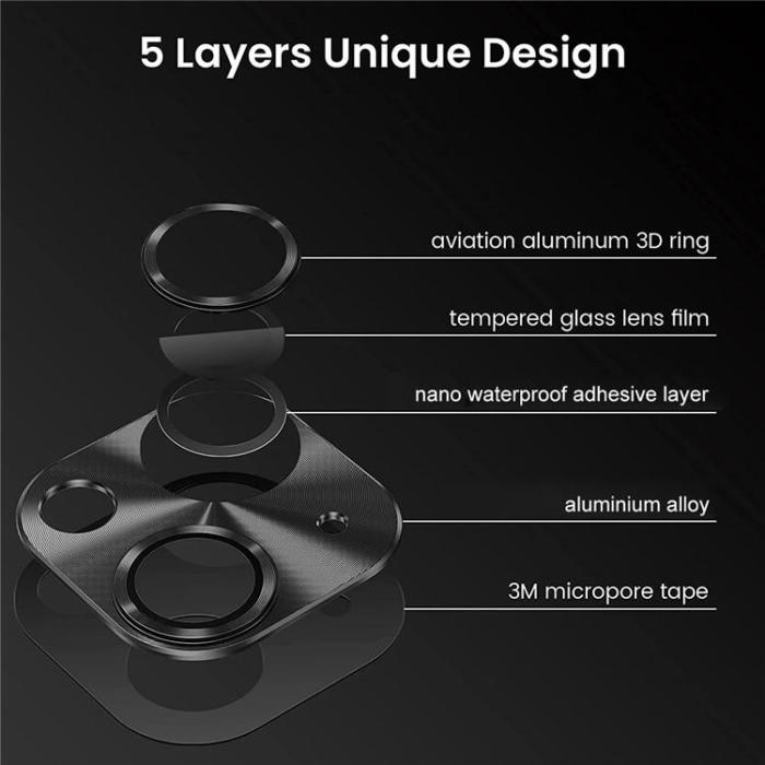 HAT PRINCE - ENKAY iPhone 15/15 Plus Kameralinsskydd i Härdat glas - Svart