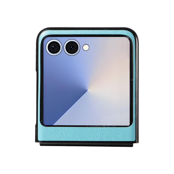 A-One Brand - Galaxy Z Flip 7 Mobilskal Litchi Texture Läder - Babyblå