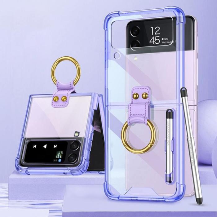 GKK - GKK Galaxy Z Flip 4 Skal Ringhållare med Stylus Penna - Lila