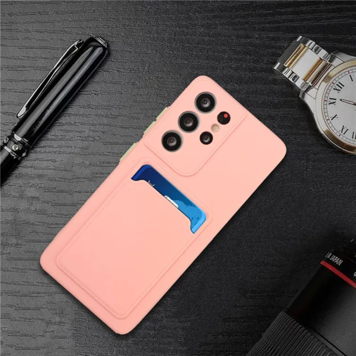 UTGATT - Galaxy S23 Ultra Mobilskal Korthållare TPU - Rosa