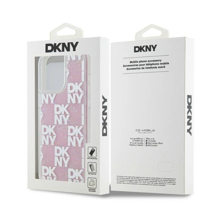 DKNY - DKNY iPhone 15 Pro Max Mobilskal Liquid Glitter Multi Logo - Rosa