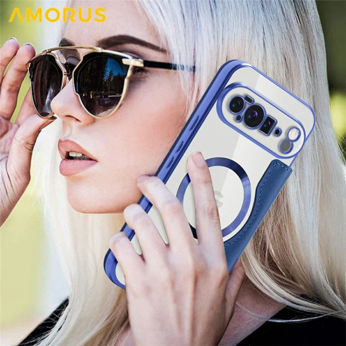 AMORUS - AMORUS Google Pixel 10 Pro XL Plånboksfodral Magsafe RFID - Sapphire