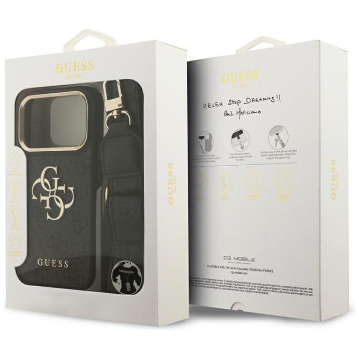 Guess - Guess iPhone 17 Pro Mobilskal 4G Big Classic Logo Big Strap Metal - Svart