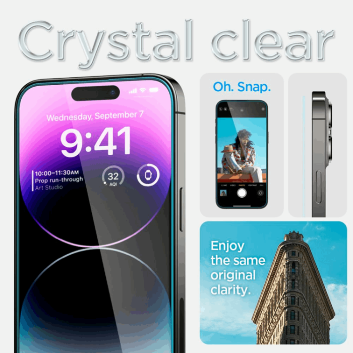 Spigen - Spigen iPhone 14 Pro Max Härdat Glas Skärmskydd Ez-Fit 2-Pack - Clear