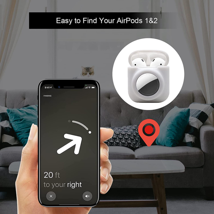 A-One Brand - Airpods Skal 2in1 Silicone Airtag Anti-Scratch - Vit