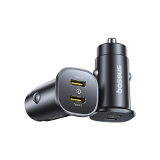 BASEUS - Baseus Billaddare 30W 2x USB-C GoTrip - Svart