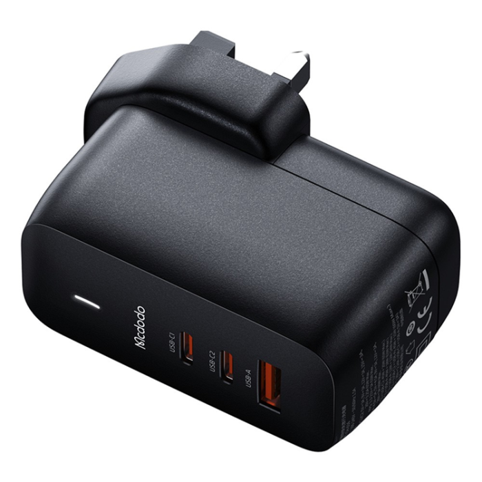 Mcdodo - MCDODO GaN Snabbladdare 65W 2x USB-C - USB-A UK Mini Svart