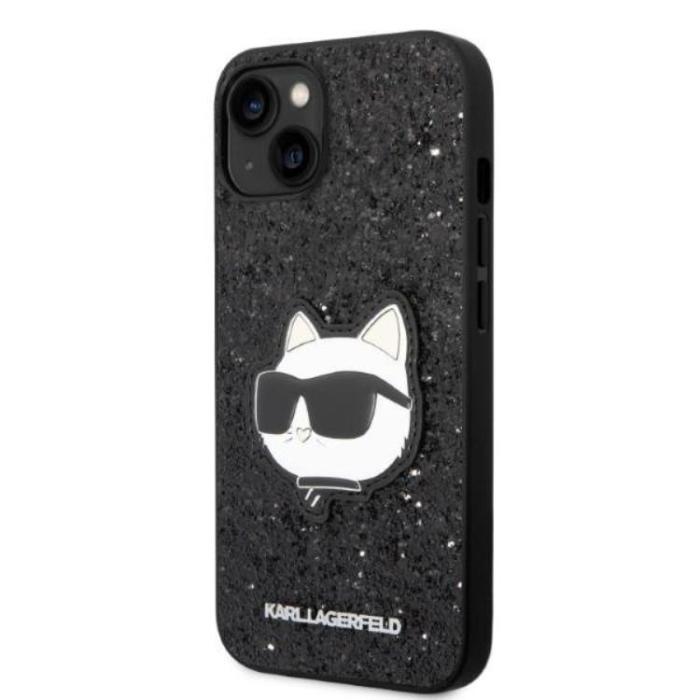 UTGATT1 - Karl Lagerfeld iPhone 14 Skal Glitter Choupette Patch - Svart