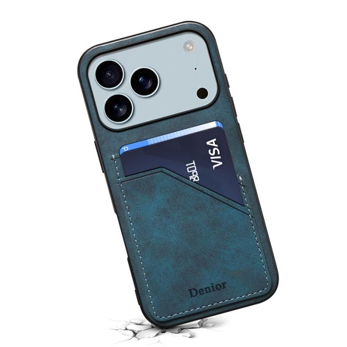 DENIOR - DENIOR Mobilskal till iPhone 17 Pro PU-läder + TPU + PC - Blå