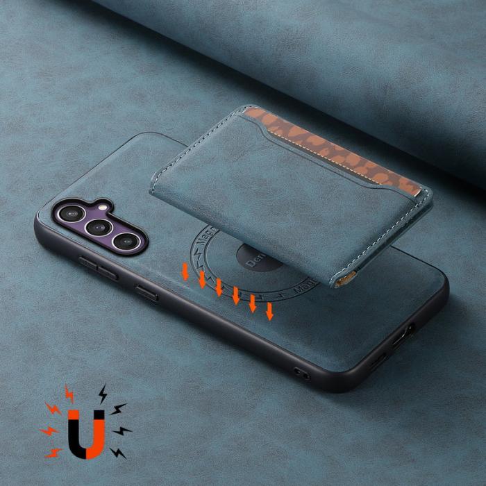 DENIOR - DENIOR D13 Samsung Galaxy S23 FE Fodral KonstLäder Blå