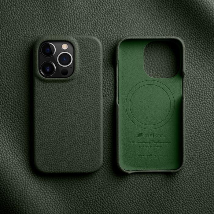 Melkco - MELKCO iPhone 14 Pro Max Magnetiskt Skyddsfodral Äkta Läder Grön