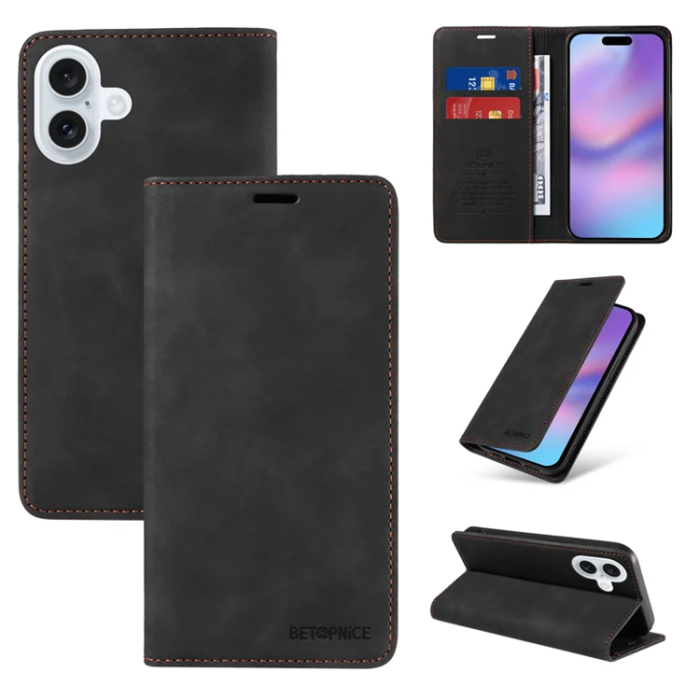 BETOPNICE - Betopnice iPhone 17 Plånboksfodral Magnetic RFID Blocking - Svart