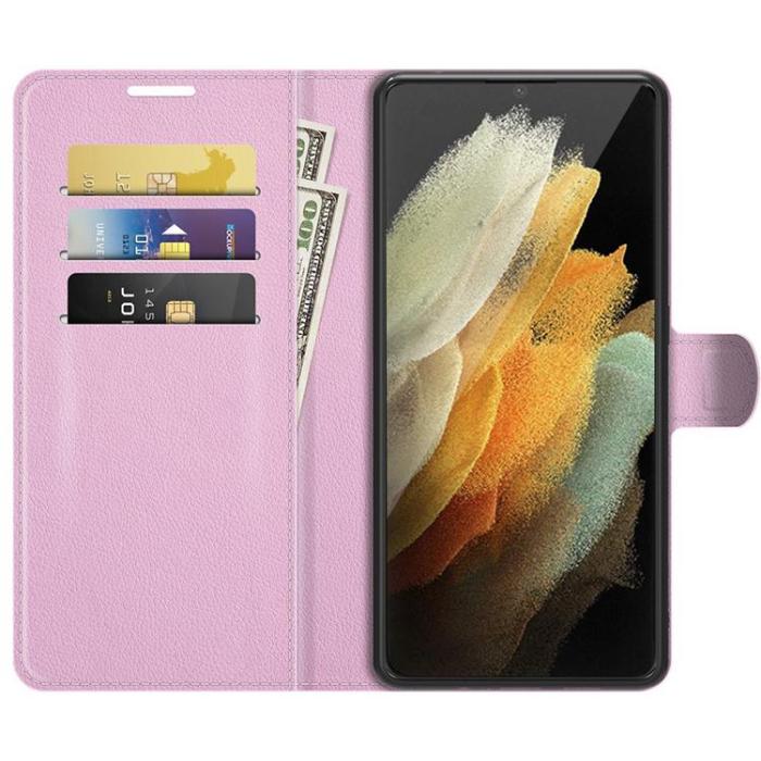 OEM - Litchi Magnetic Fodral Galaxy S22 Ultra 5G - Ljusrosa
