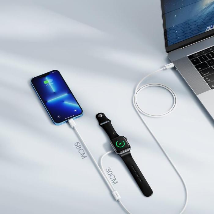UTGATT1 - Joyroom USB Typ-C 20W PD Kabel med induktiv laddare för Apple Watch 1.5m - Vit