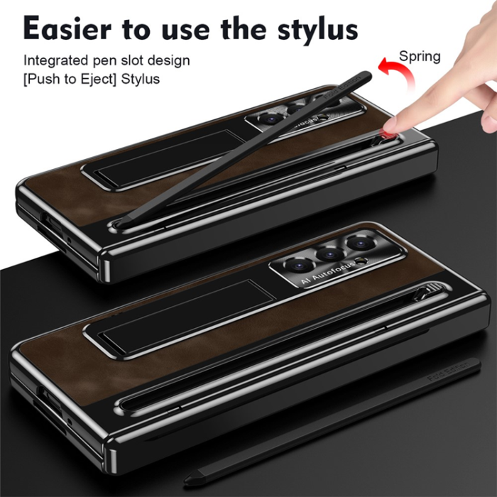 A-One Brand - Galaxy Z Fold 7 Mobilskal Kickstand med Stylus - Coffee