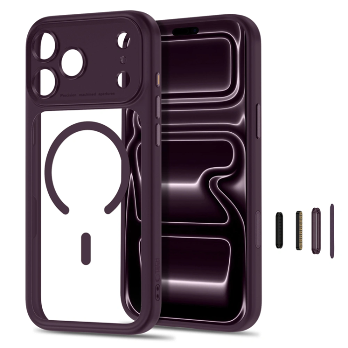Tech-Protect - Tech-Protect Mobilskal För iPhone 18 Pro Magsafe Magpeak - Burgundy/Clear