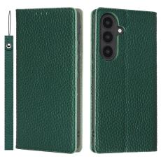 OEM - Pl&aring;nboksfodral f&ouml;r Samsung Galaxy S26 &Auml;kta l&auml;der - M&ouml;rkgr&ouml;n