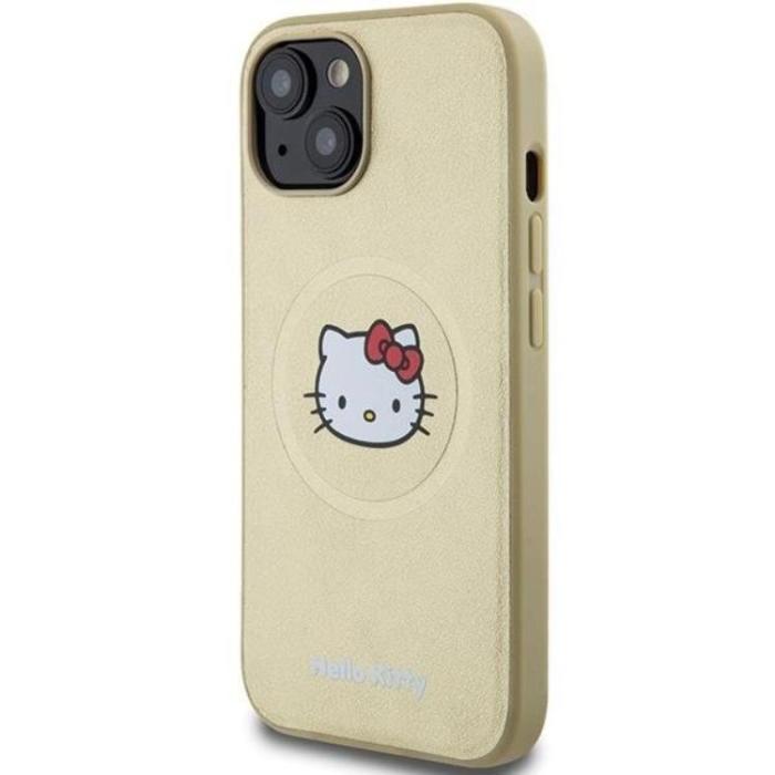 Hello Kitty - Hello Kitty iPhone 15 Mobilskal Magsafe Läder Kitty Head - Guld