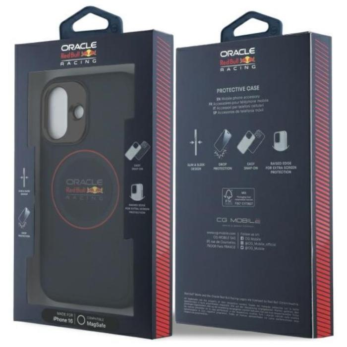 Red Bull - Red Bull iPhone 16 Mobilskal MagSafe Läder Red Ring - Navy