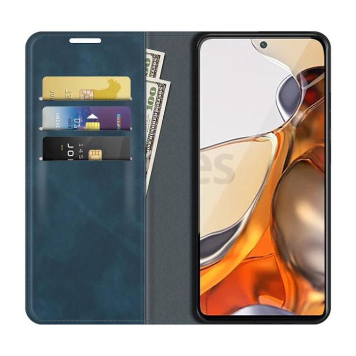 A-One Brand - Skin Touch Läder Fodral Xiaomi 11T / 11T Pro - Blå