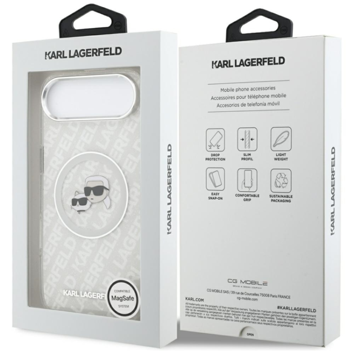 KARL LAGERFELD - Karl Lagerfeld Mobilskal till iPhone Air Magsafe Glitter Karl Och Choupette Head