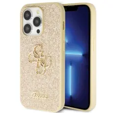 Guess - Guess Mobilskal till iPhone 14 Pro Glitter Script Big - Guld