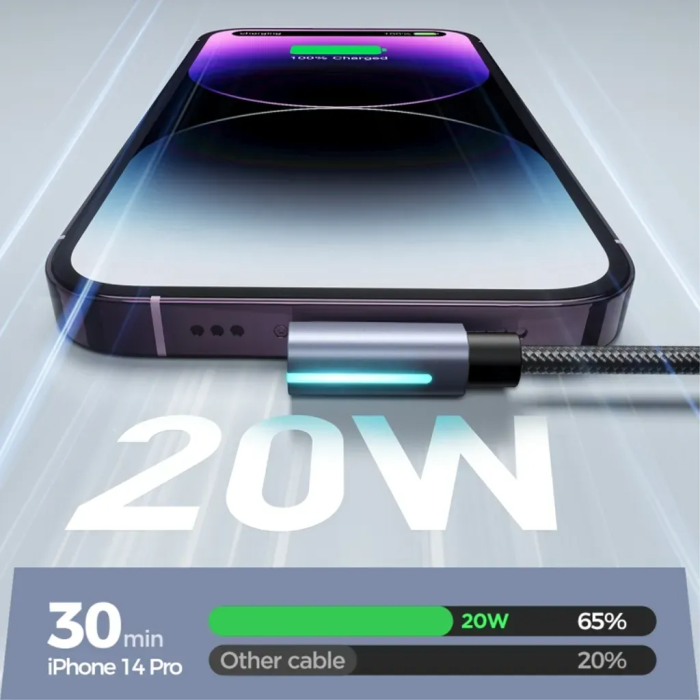 SiGN - SiGN USB-C till Lightning Kabel 2m 20W Braided - Svart